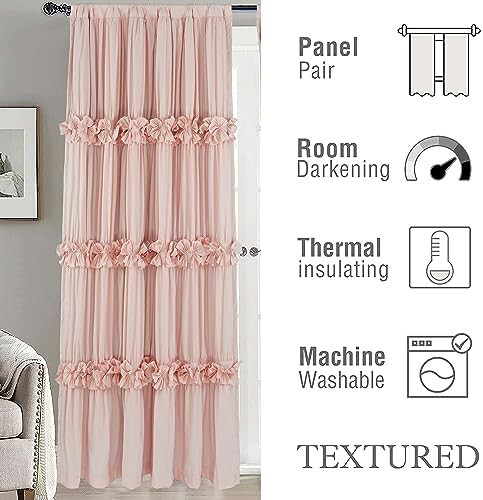 White boho thermal insulated window curtains 84 in — photo 3