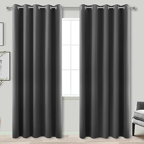 Grey extra wide soundproof curtains 84 in