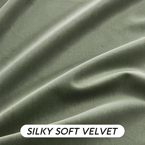 Sage green velvet 90 inch back tab curtain — photo 5
