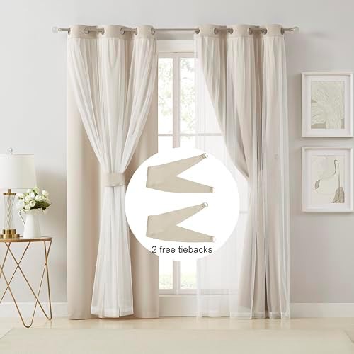 Beige double layer thermal insulated curtains — photo 4