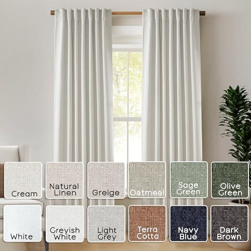 Cream linen 90 inch blackout curtains — photo 4