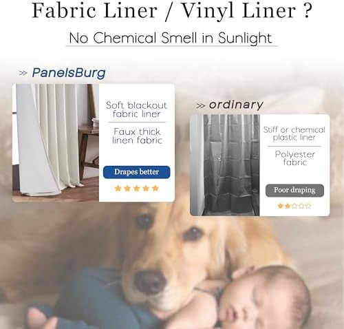 Cream linen 90 inch blackout curtains — photo 5