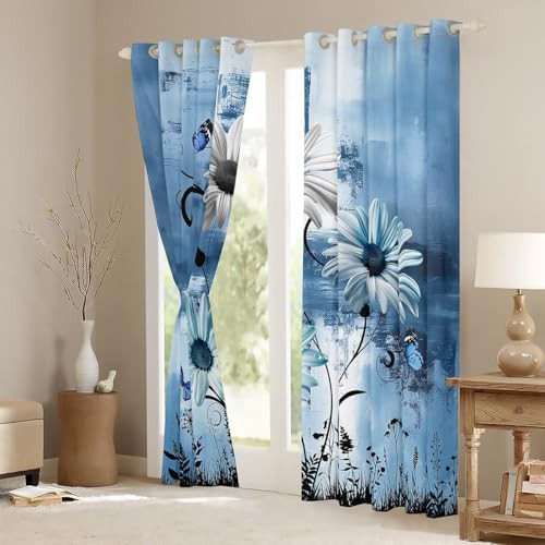 Rustic floral daisy window curtain for living room — photo 3
