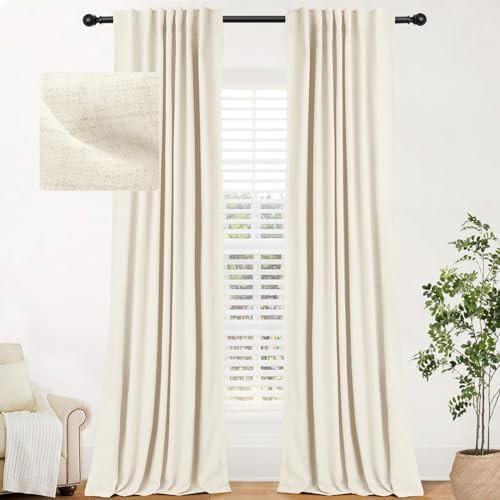 Cream linen back tab room darkening drapes