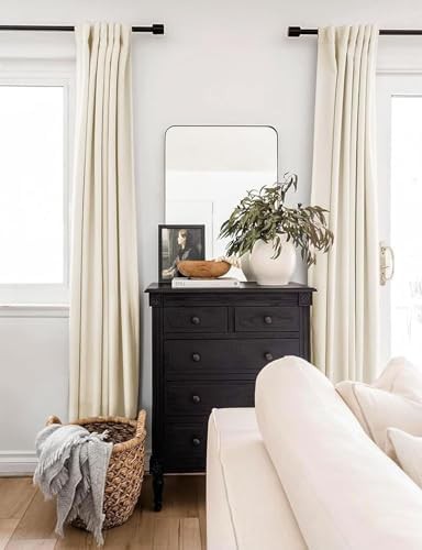 Cream linen back tab room darkening drapes — photo 3