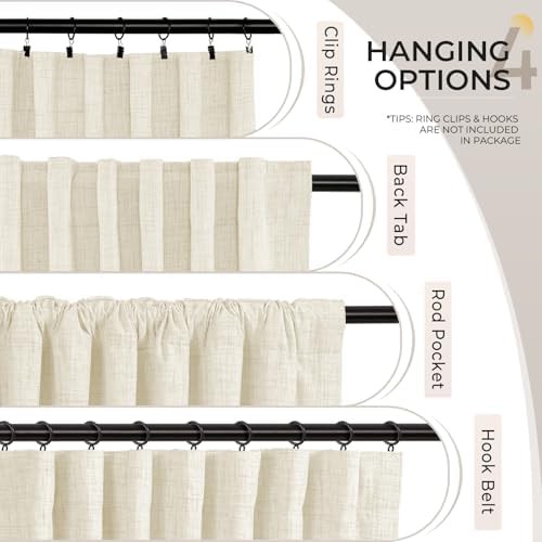 Cream linen back tab room darkening drapes — photo 5