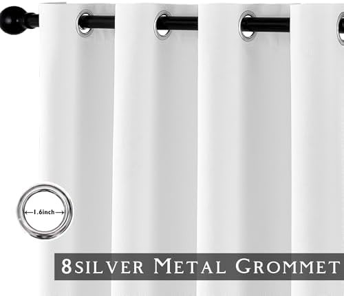White linen textured blackout curtains 63 inches — photo 3