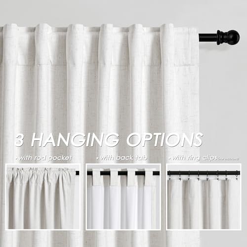 Cream linen total blackout curtains 90 in — photo 4