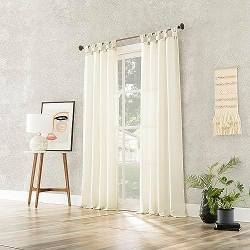 Ivory Linen Texture Twist Tab Curtains — photo 4