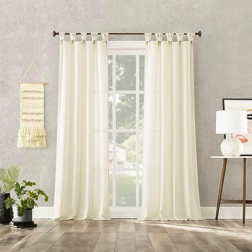 Ivory Linen Texture Twist Tab Curtains — photo 5