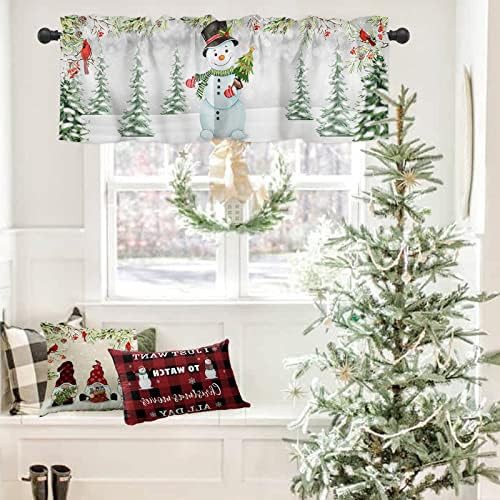 Snowman cardinal Christmas kitchen window valance — photo 4