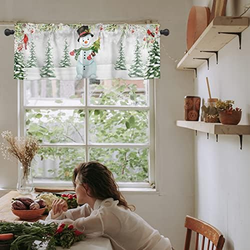 Snowman cardinal Christmas kitchen window valance — photo 5