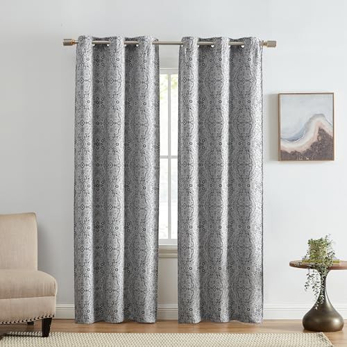 Elrene Berber charcoal ikat curtain panel set