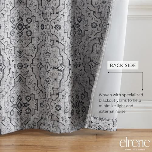 Elrene Berber charcoal ikat curtain panel set — photo 3