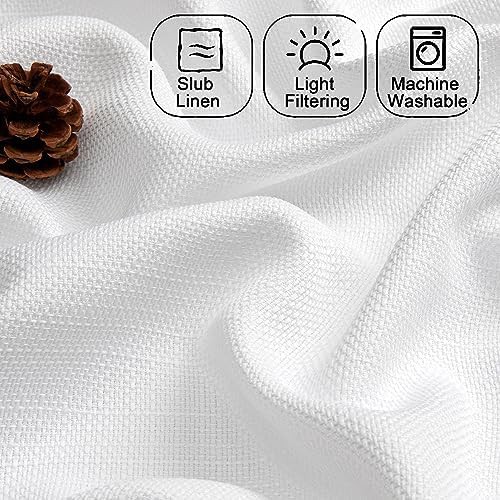 White faux linen curtains 54 inch length — photo 3