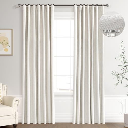 Total blackout cream linen bedroom curtains