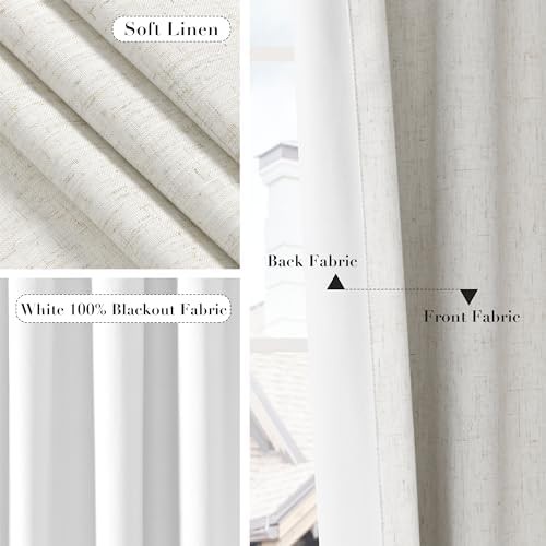 Total blackout cream linen bedroom curtains — photo 5