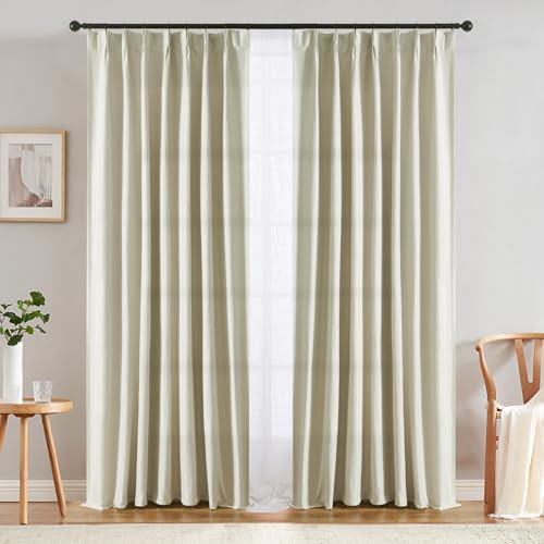 Light linen pinch pleated 84 inch curtain panel
