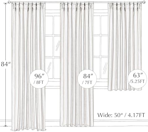 Light linen pinch pleated 84 inch curtain panel — photo 5