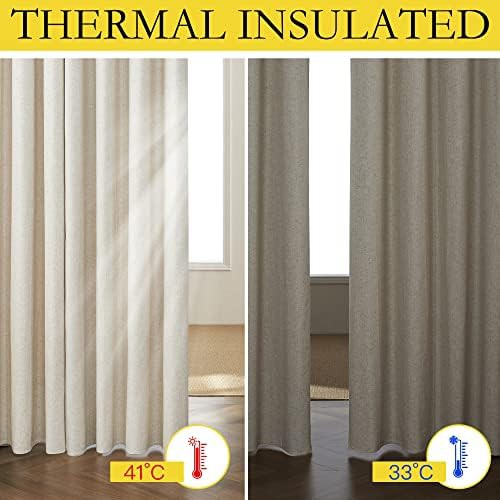 Cream linen rod pocket farmhouse blackout curtains — photo 5