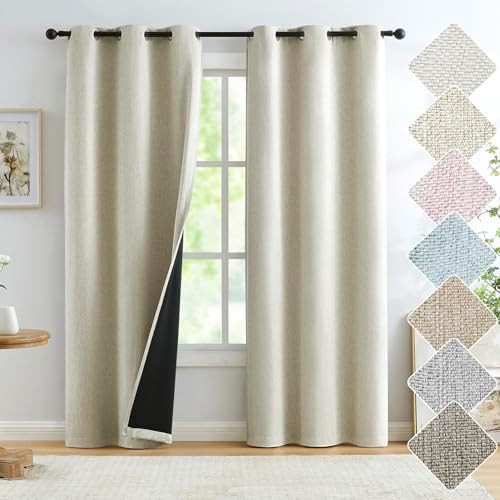 Rustic linen small blackout curtains