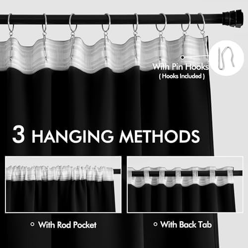 Black back tab blackout curtains 96 in — photo 3