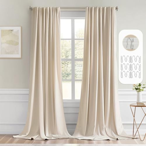 Cream beige rod pocket curtains 96 in