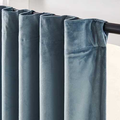 Dark slate extra long velvet curtains 108 in — photo 3