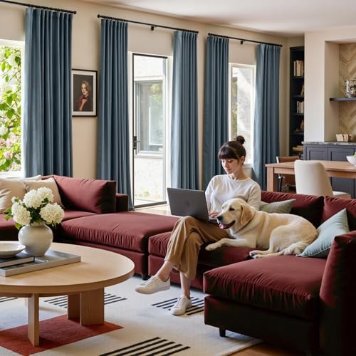 Dark slate extra long velvet curtains 108 in — photo 4