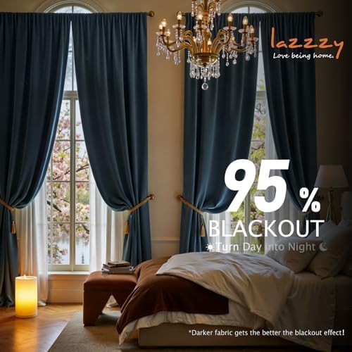Dark slate extra long velvet curtains 108 in — photo 5