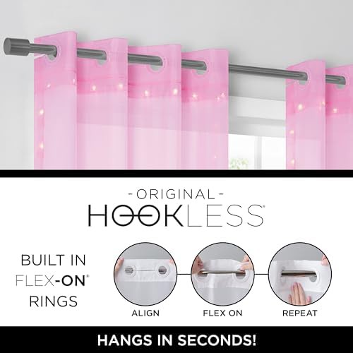 Pink Starlight light up sheer remote control curtain — photo 3