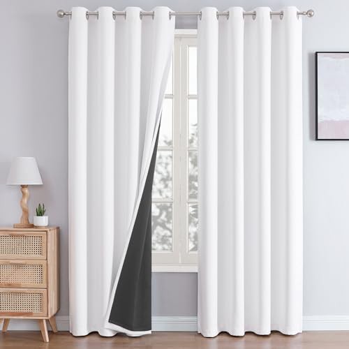 White total blackout bedroom curtains 84 inches