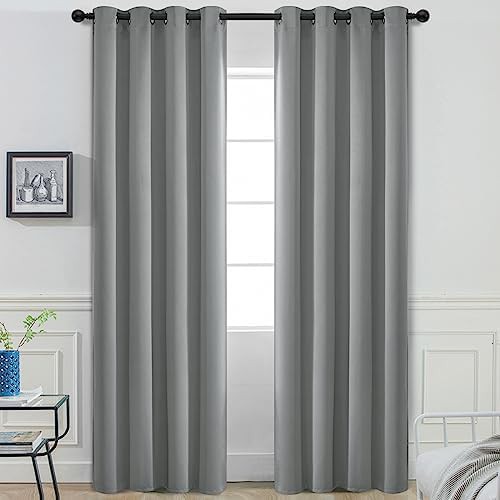 Dove grey room darkening curtain 90 in