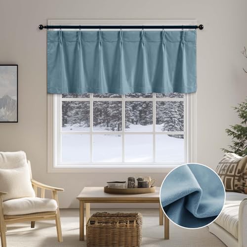 Dark slate velvet small window valance