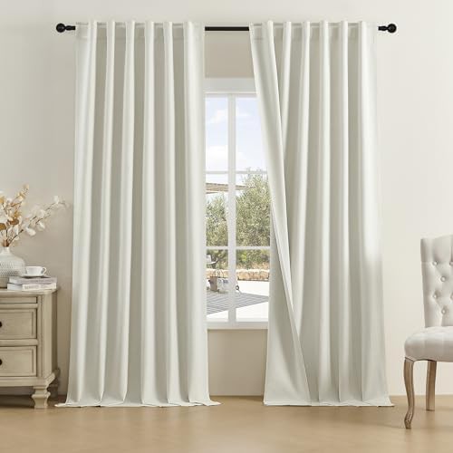 Natural linen textured thermal curtains 96 in