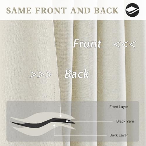 Natural linen textured thermal curtains 96 in — photo 5