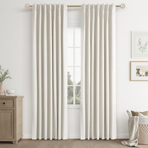Natural linen pinch pleated blackout curtains