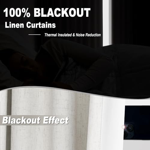 Natural linen pinch pleated blackout curtains — photo 3