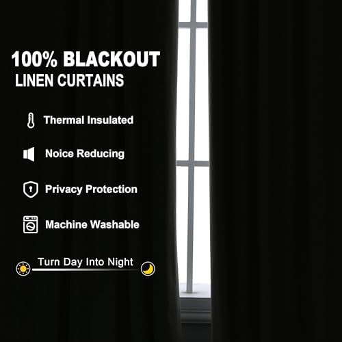 Ivory linen thermal insulated blackout curtains — photo 3