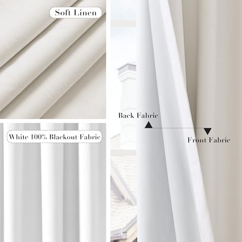Ivory linen thermal insulated blackout curtains — photo 5