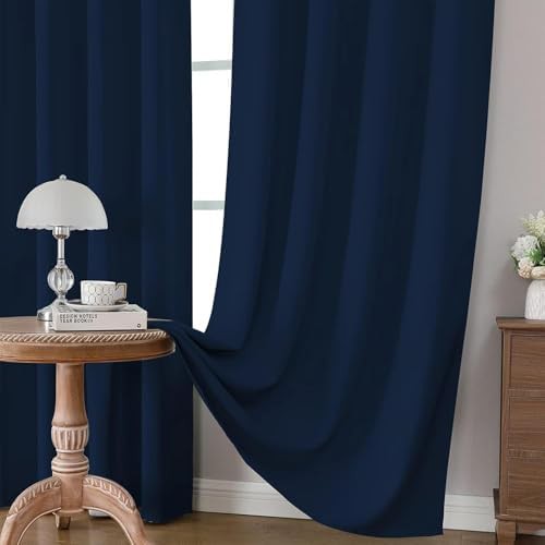 Navy Blue Thermal Insulated Blackout Curtains 96 in — photo 5
