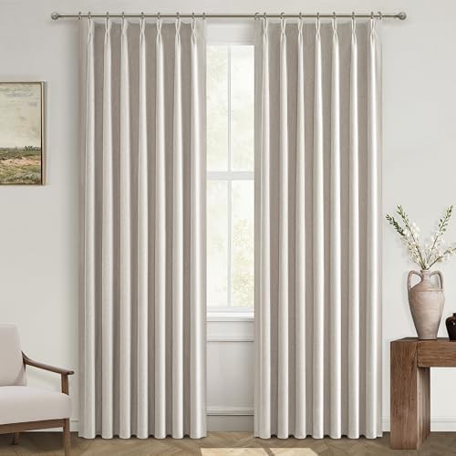 White Linen Back Tab Blackout Curtains