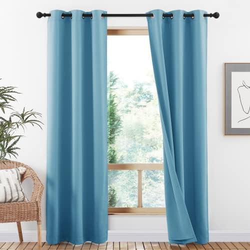 Blue grommet total blackout curtains 84 in