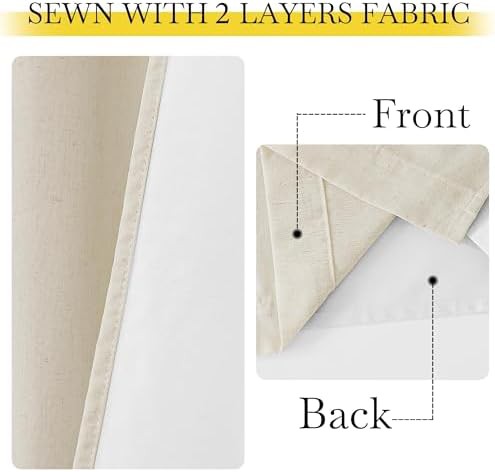 Natural linen grommet total blackout curtains 96 in — photo 4