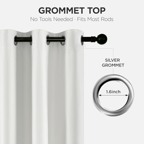 Pure White Linen Grommet Blackout Curtains 108 in — photo 4