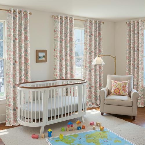 Pink floral bedroom drapes 84 inch two panels — photo 5