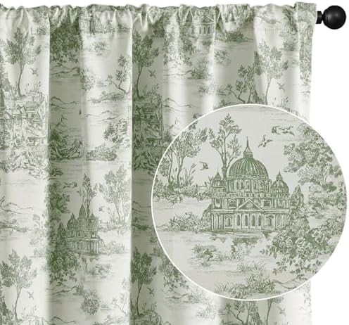 Green floral total blackout 63 inch curtains