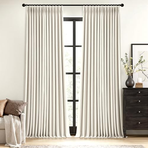 Natural pinch pleated linen curtain 84 in
