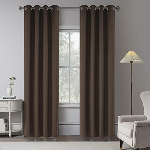 Coffee brown linen blackout curtain 90 in