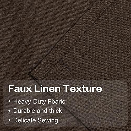 Coffee brown linen blackout curtain 90 in — photo 3